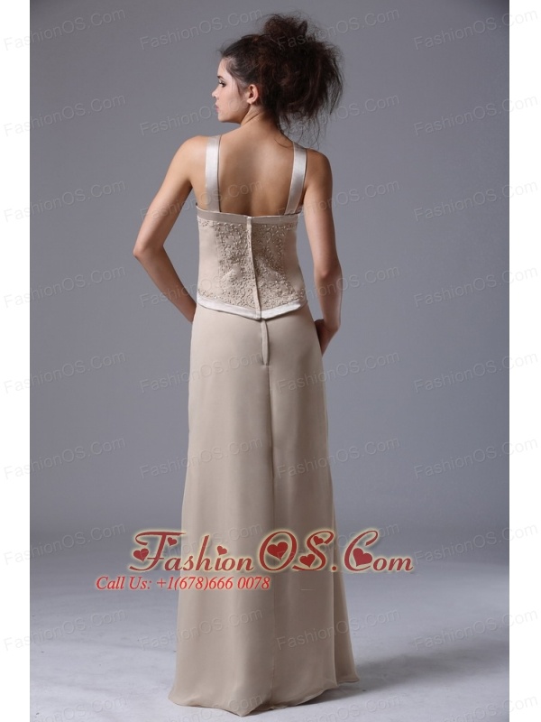 Simple Floor-length Straps Column Zipper-up Mother of the Bride Dress With Beading