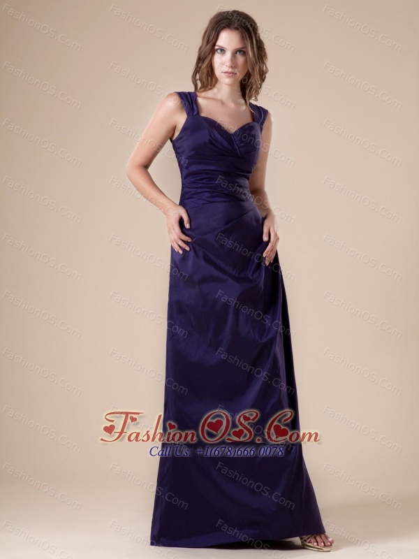 V-neck Floor-length Purple Satin 2013 Bridesmaid Dress
