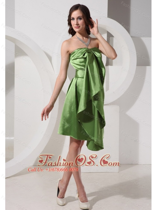 Olive Green Knee-length Dama Dresses For Quinceanera Custom Made