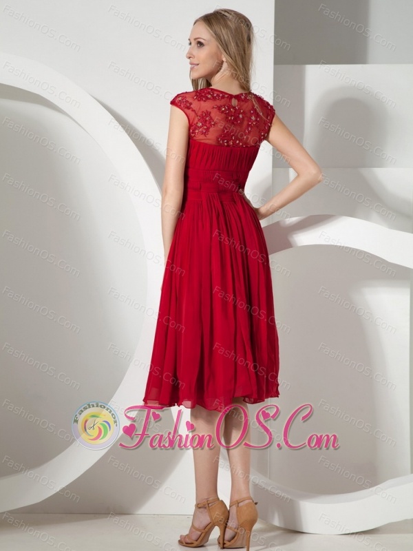 Red Dama Dresses For Quinceanera With Scoop Neckline Appliques and Ruch Decorate