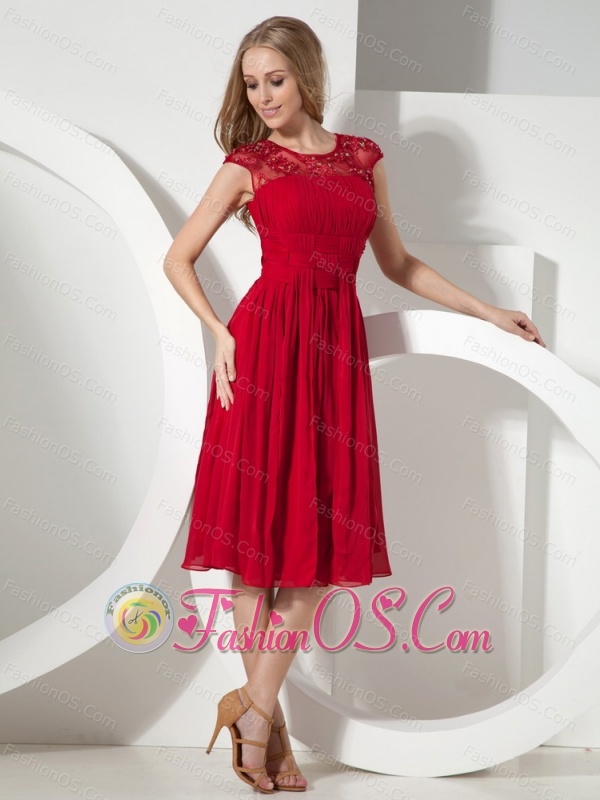Red Dama Dresses For Quinceanera With Scoop Neckline Appliques and Ruch Decorate