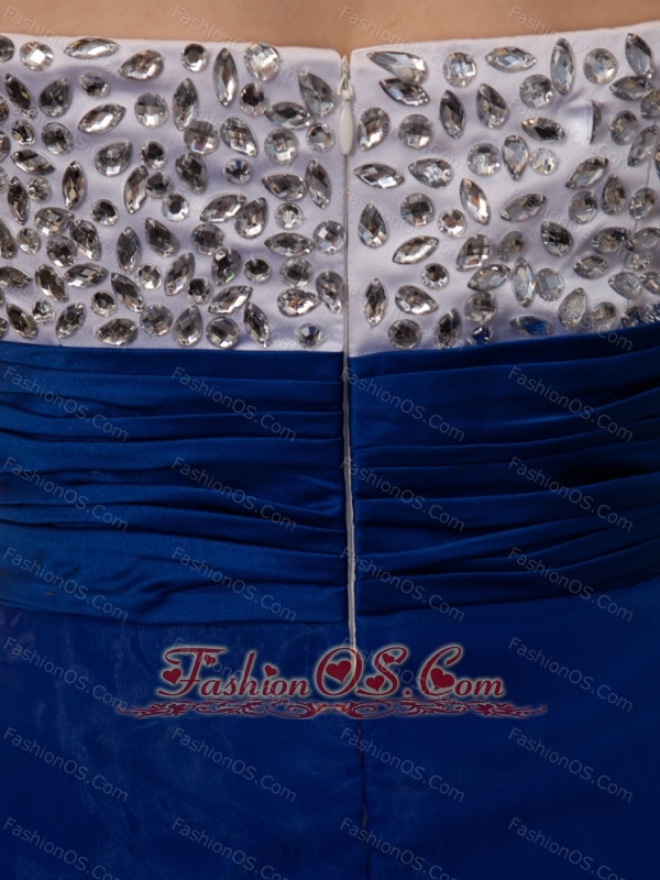 Royal Blue Beaded Decorate Bodice A-line Mini-length Cocktail Prom Gowns 2013 Custom Made