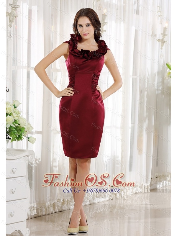 Scoop Neckline Burgundy Knee-length Dama Dresses For Quinceanera In 2013