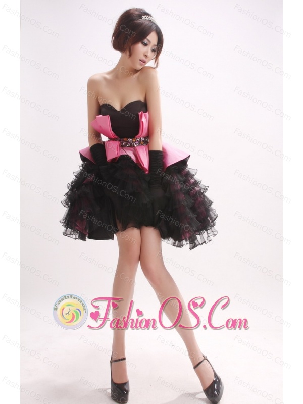 Sweetheart and Ruffled Layers For Short Prom Dress With Beaded Decorate Waist