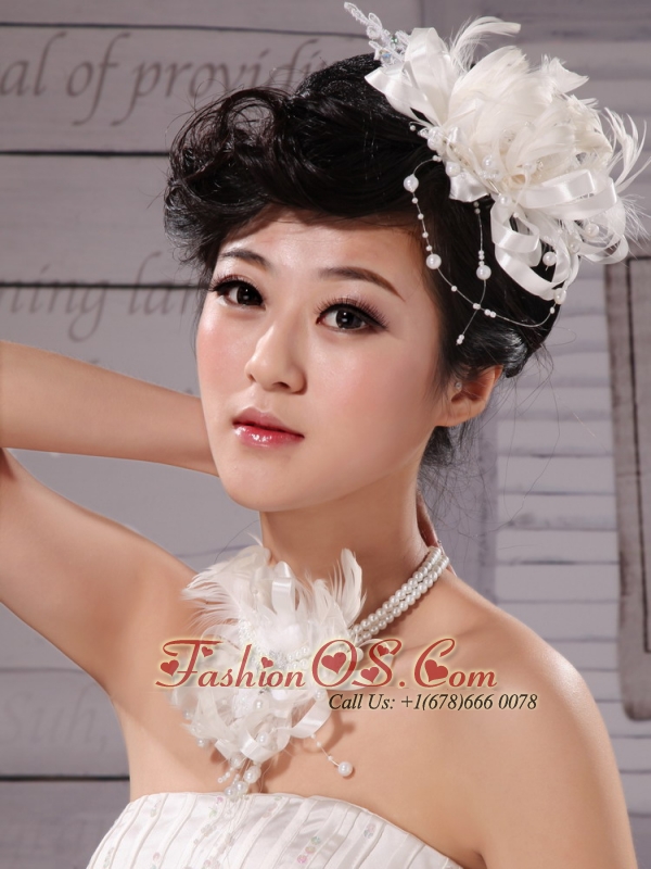Elegant Tulle Silk Ribbon Feather Flower Hairpin Special Occasion and Wedding