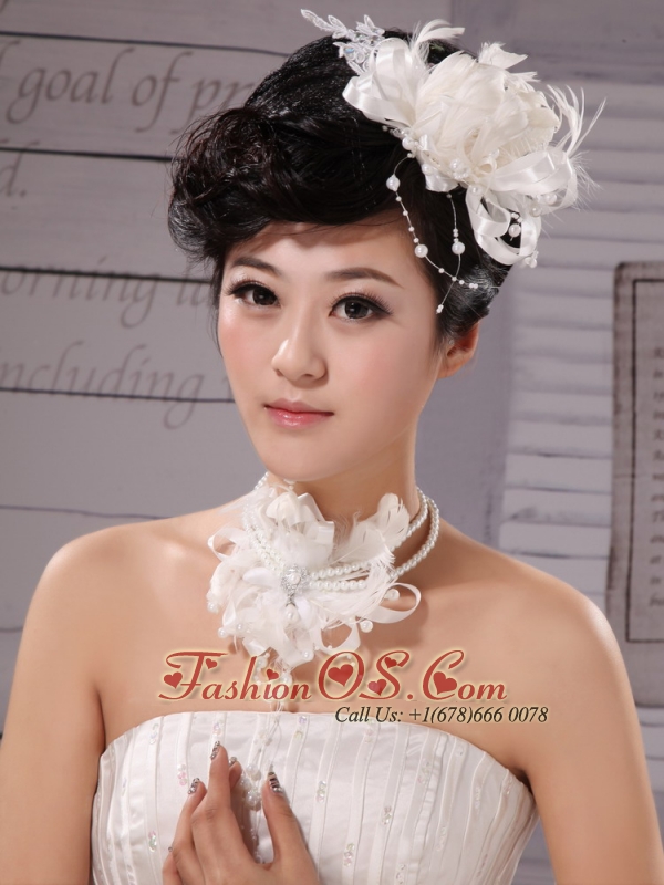 Elegant Tulle Silk Ribbon Feather Flower Hairpin Special Occasion and Wedding