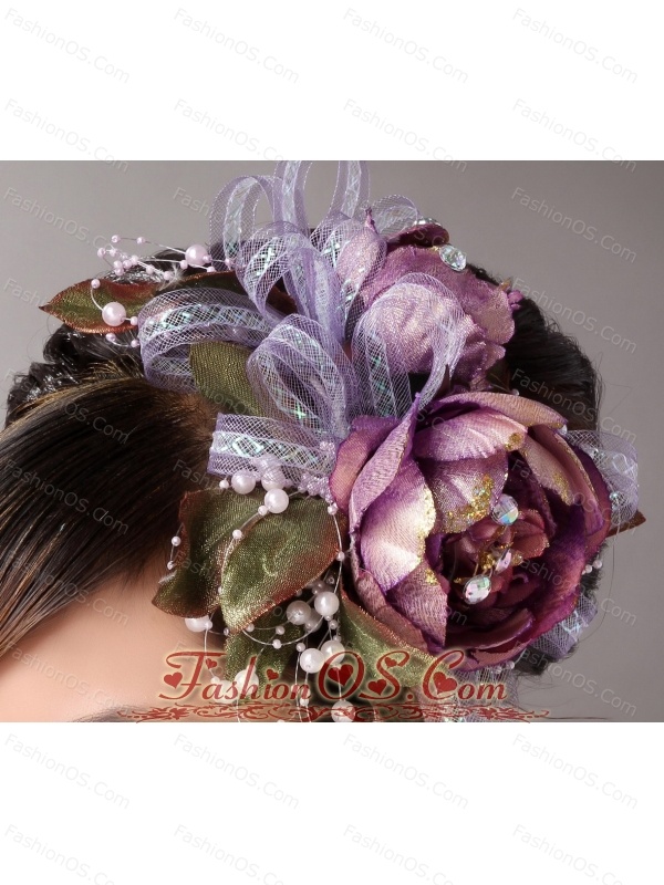 Imitation Pearls Flowers Decorate On Tulle Multi-color Headpieces