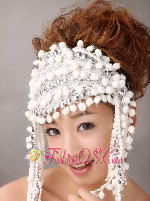 White Inexpensive Fascinator With Special Fabric
