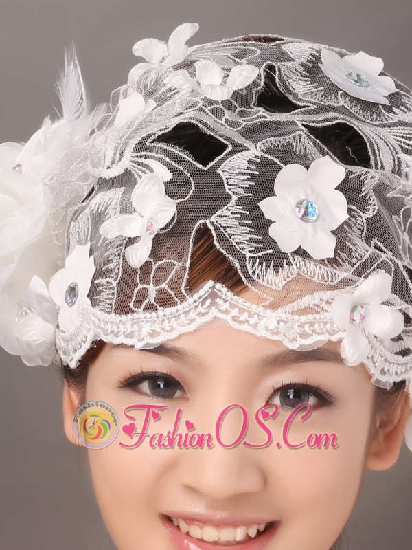 Appliques and Feather In Lace Hat Hair Ornament