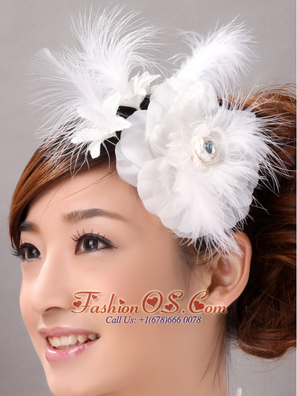 Beautiful Feather Flower Hairpin Wedding and Outdoor Organza Fascinators