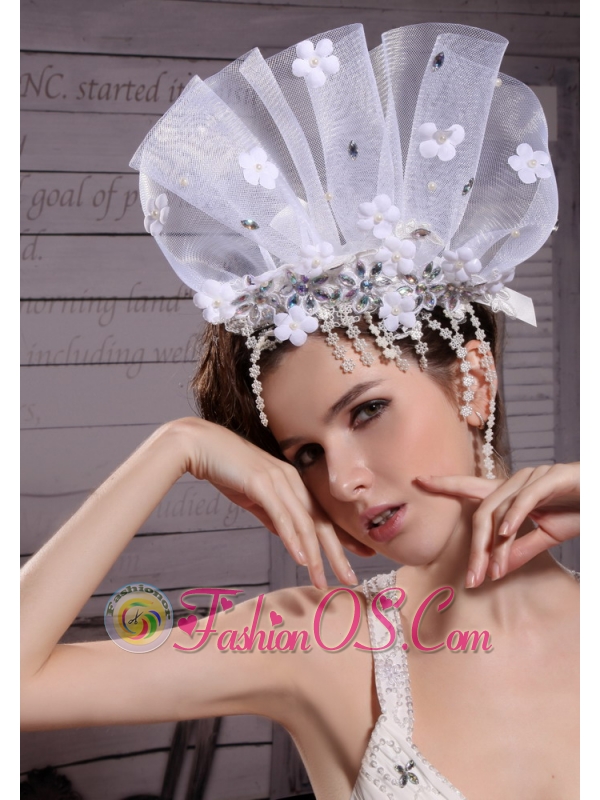 Exclusive Tulle/ Rhinestones Hand Made Flowers Hair Combs