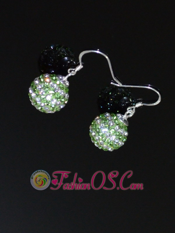 Cheap Round Rhinestone Spring Green and White Earrings