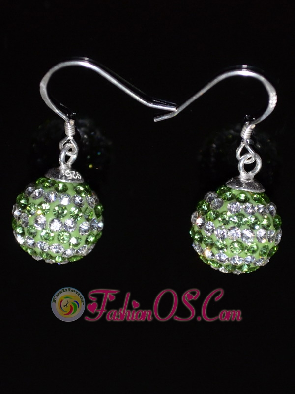 Cheap Round Rhinestone Spring Green and White Earrings