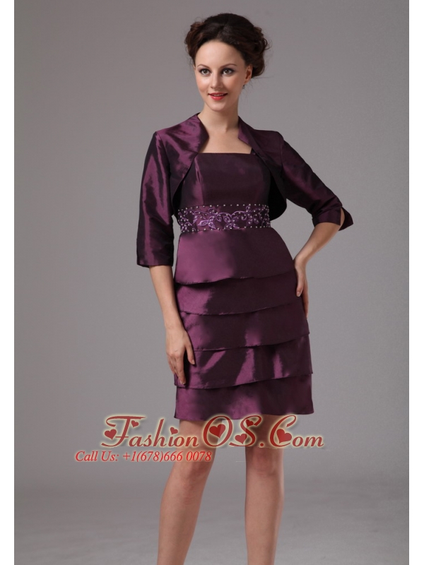 Dark Purple Layers and Embroidery With Beading Mother Of The Bride Dress Mini-length In Hiawassee Georgia