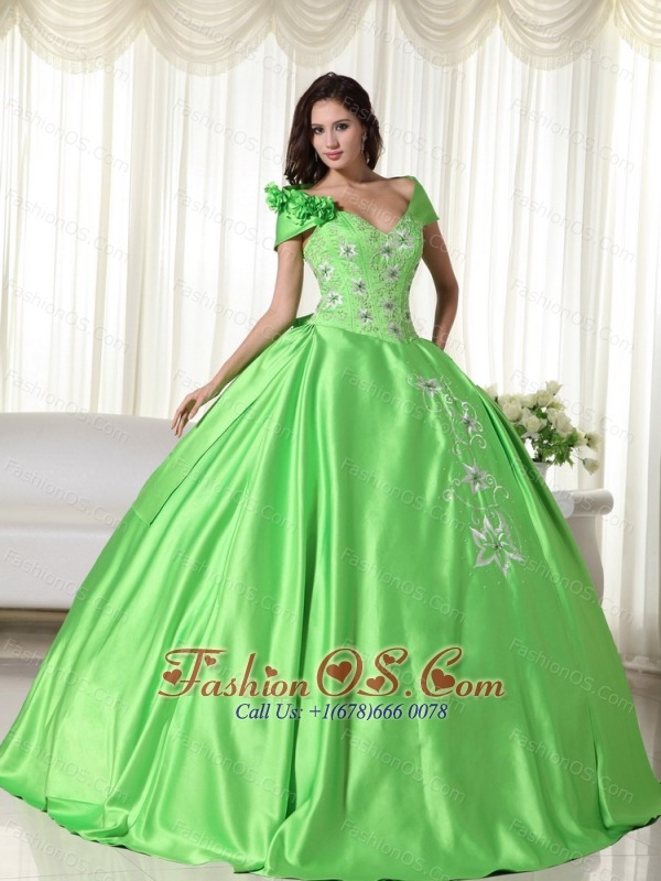 green ball gown