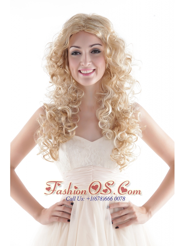 Long High Quality Synthetic Blonde Wavy Hair Wig
