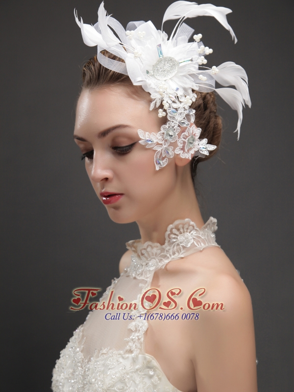 Artistic Feather Fascinators With Crystal Adorned Flower