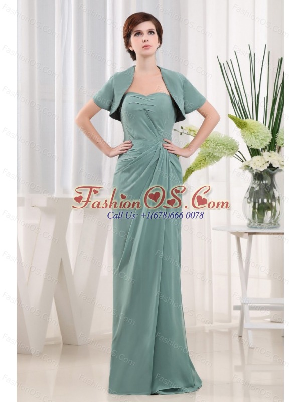 Blue Column Sweetheart Chiffon Ruch Mother Of The Bride Dress