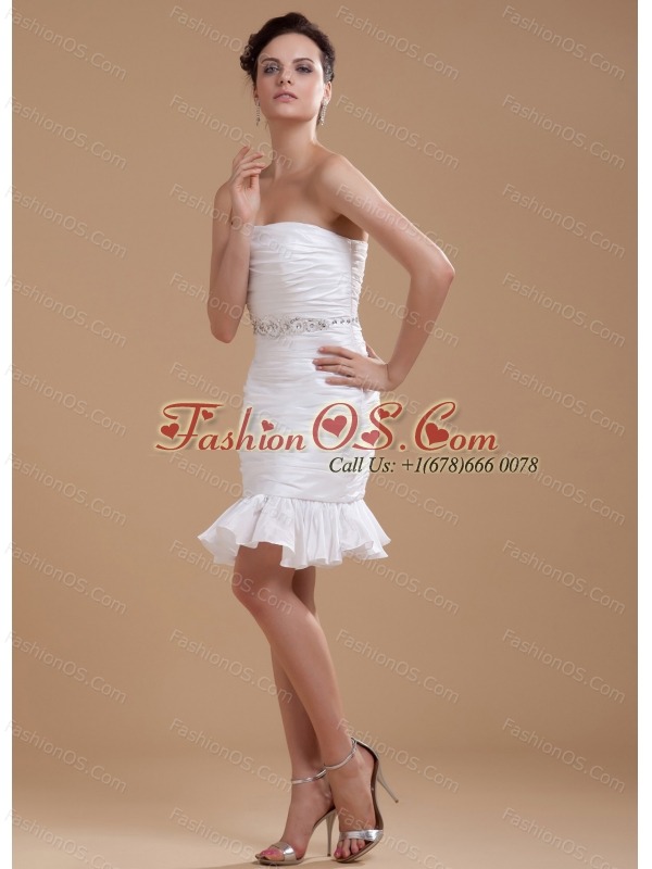 2013 Prom Dress With Beaded Taffeta Column Strapless Mini-length