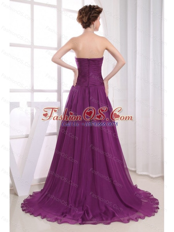 Fuchsia Beaded Decorate Prom Celebrity Dress Empire Strapless Brush Train In 2013
