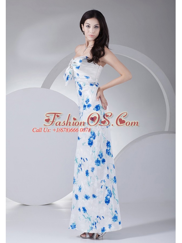 Beading Decorate Bodice Printing Ankle-length Sweetheart Neckline 2013 Prom Dress