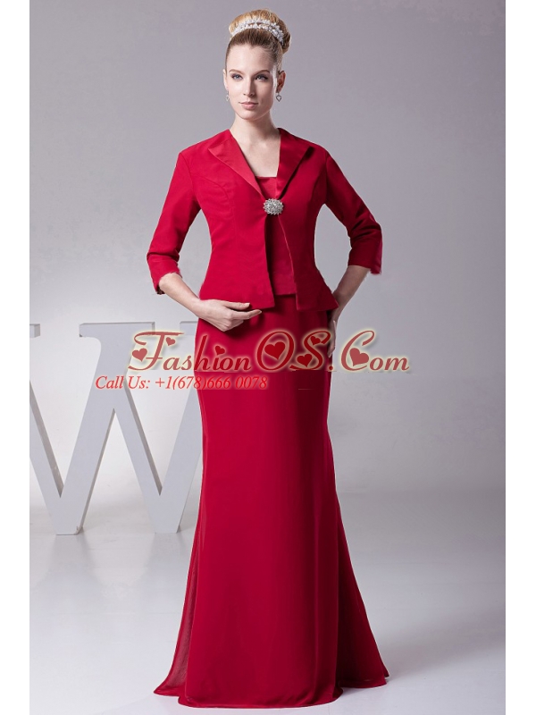 Wine Red Straps Mother Of The Bride Dress For 2013 Custom Made