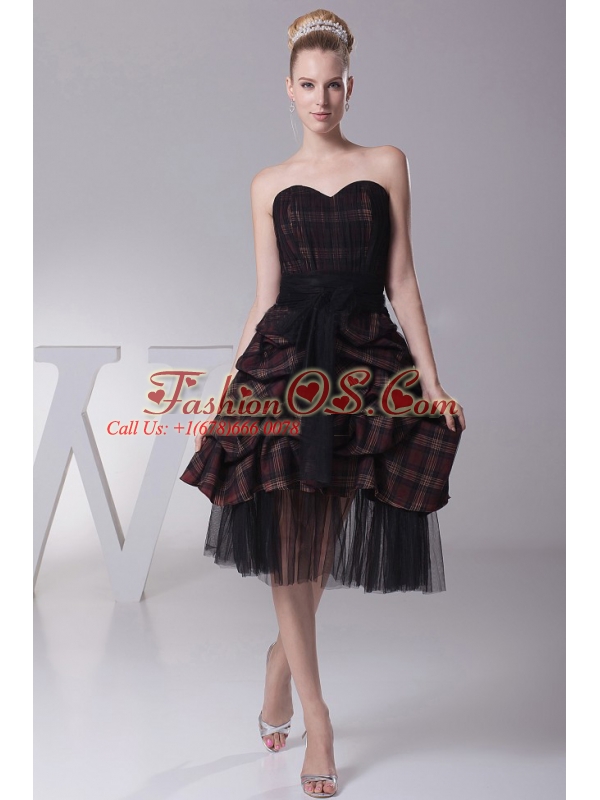 Sweetheart and Sash For Prom Dress With Knee-length