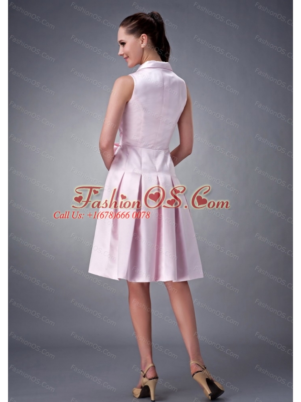 Baby Pink V-neck Bow 2013 Dama Dresses for Quinceanera