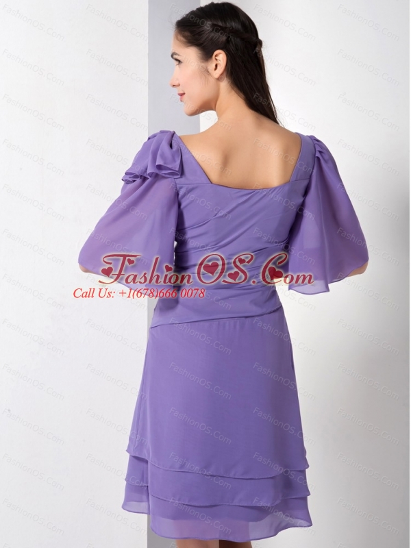 1/2 Sleeves Lilac Mini-length Discount Dama Dress