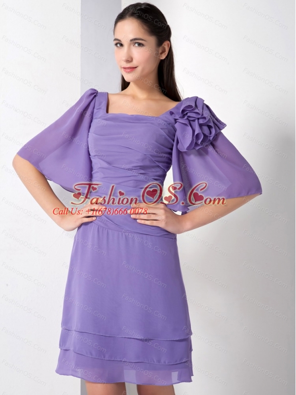 1/2 Sleeves Lilac Mini-length Discount Dama Dress