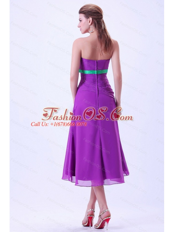 Purple Chiffon Short Strapless 2013 Dama Dresses