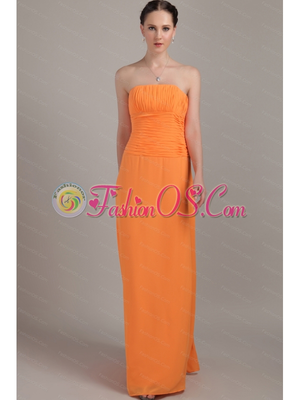 Beading  Modest Column Floor-length Orange Dama Dress