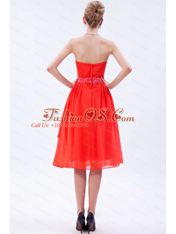 Beading Red Strapless Empire 2013 Dama Dress for junior