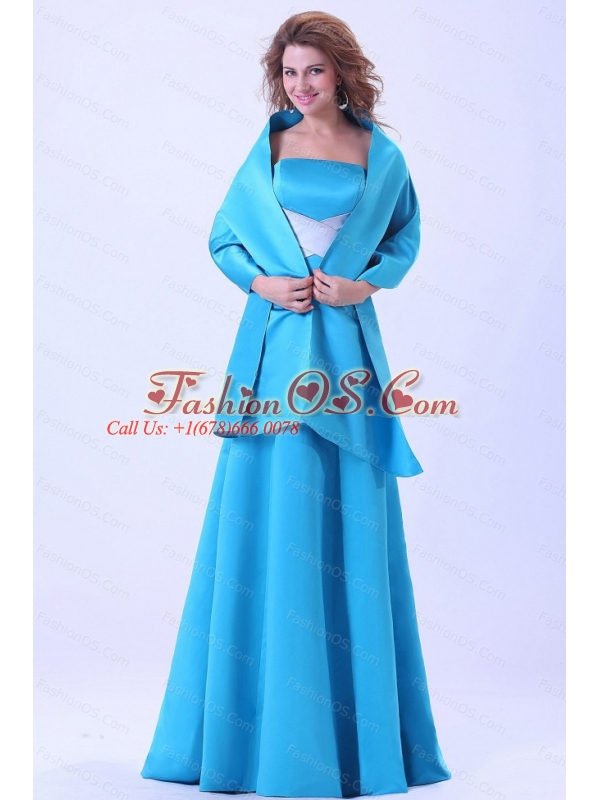 Blue Strapless Long Satin 2013 Dama Dresses
