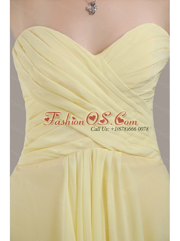 Discount Yellow Empire Sweetheart Neck Pleats Long Dama Dress