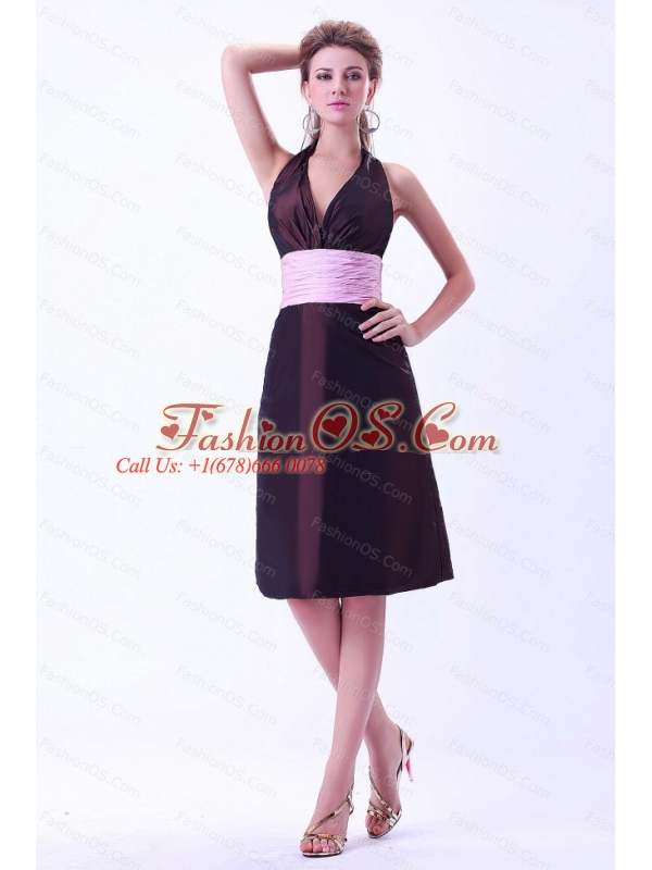 Halter Taffeta Short V-neck 2013 Dama Dresses On Sale