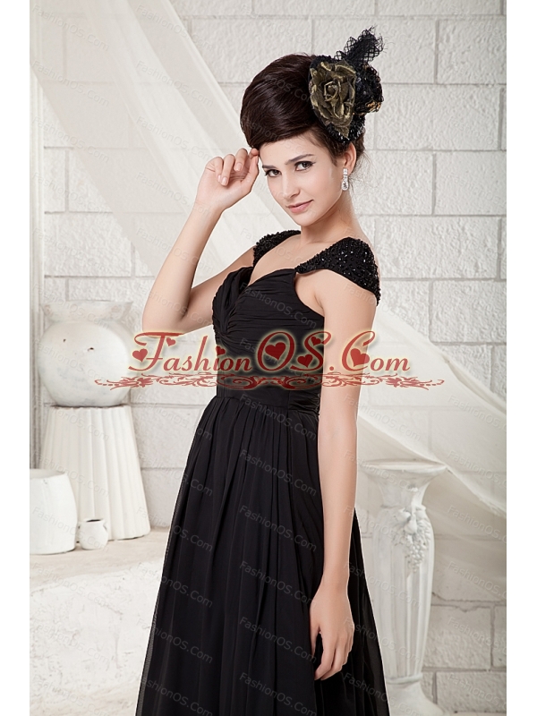 Long Black Empire V-neck Chiffon 2013 Dama Dresses