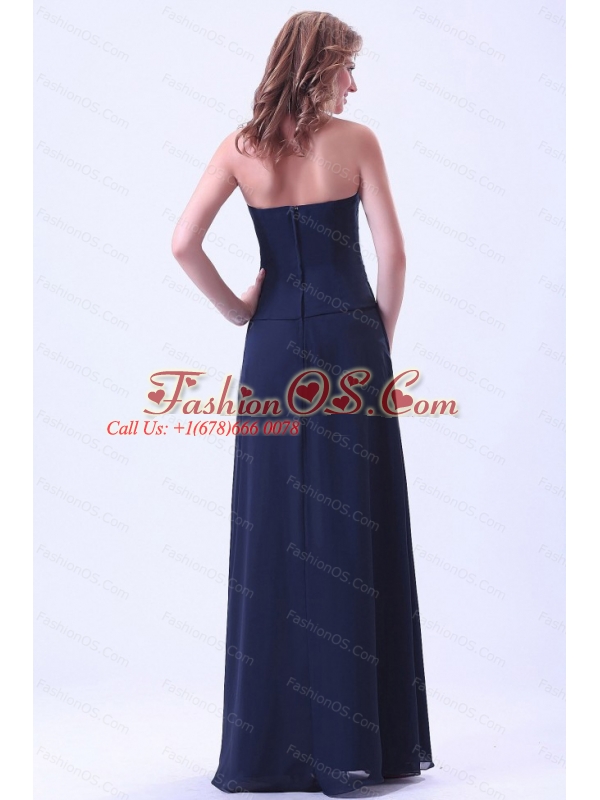 Long Navy Blue Chiffon Strapless 2013 Dama Dresses