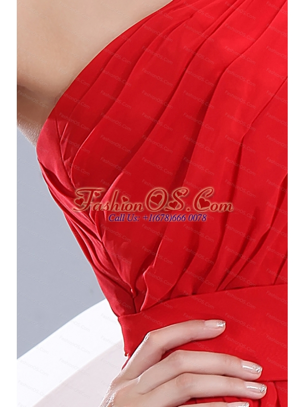 One Shoulder Red Empire Designer Dama Dress