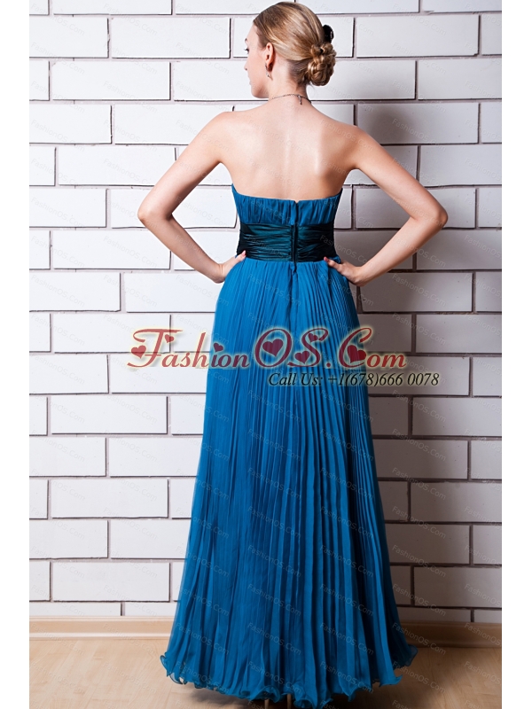 Pleat Empire Floor-length Organza Blue Dama Dress