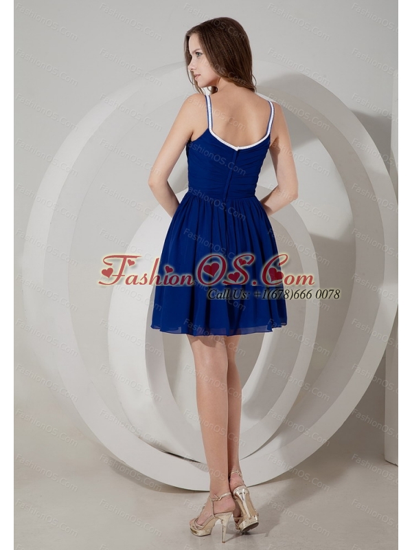 Royal Blue Spaghetti Straps Mini-length Dama Dresses for Quinceanera