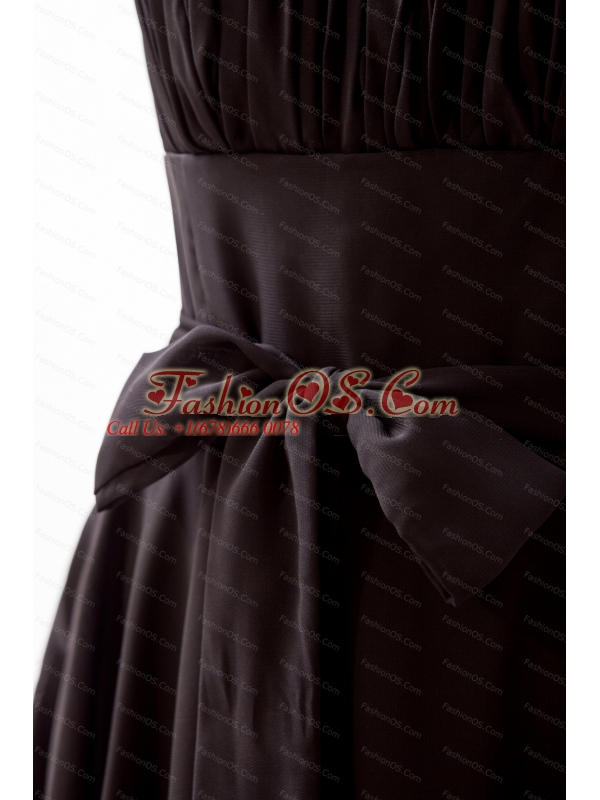 Simple Bow Black A-line Chiffon Dama Dress for 2013