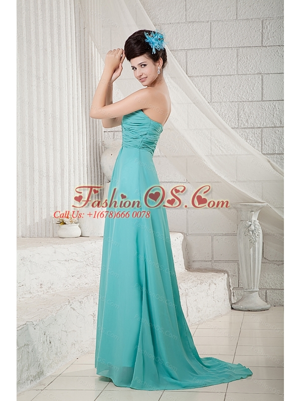 Turquoise Empire Sweetheart Chiffon Ruch 2013 Dama Dresses