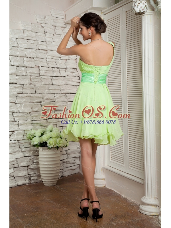 Yellow Green Empire Chiffon Beading Dama Dresses 2013