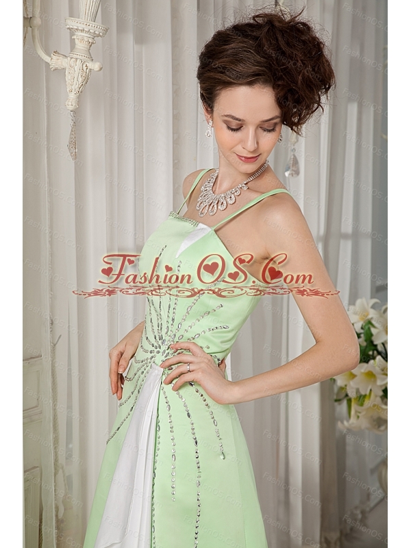 Yellow Green Straps Satin Beading 2013 Dama Dresses