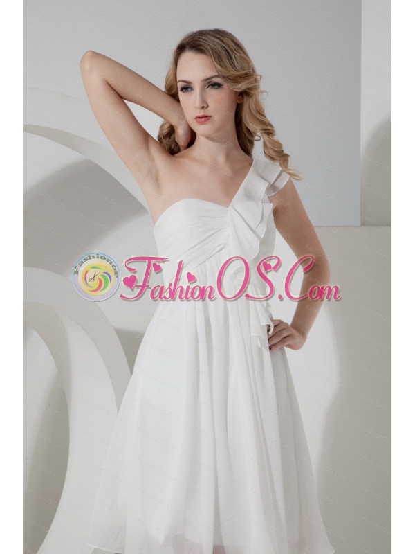 Elegant One Shoulder White Knee-length Dama Dress 2013