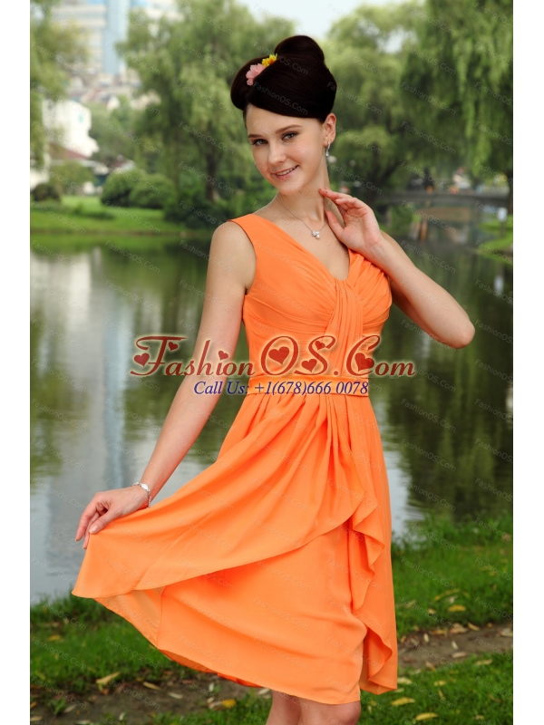 Ruch V-neck Empire Orange Dama Dresses for juniors