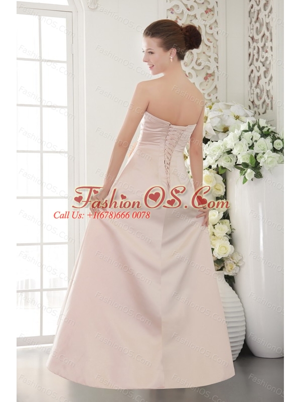 Light Pink Hand Made Flower Strapless Dama Dresses for Quinceanera