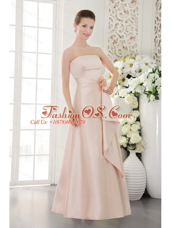 Light Pink Hand Made Flower Strapless Dama Dresses for Quinceanera