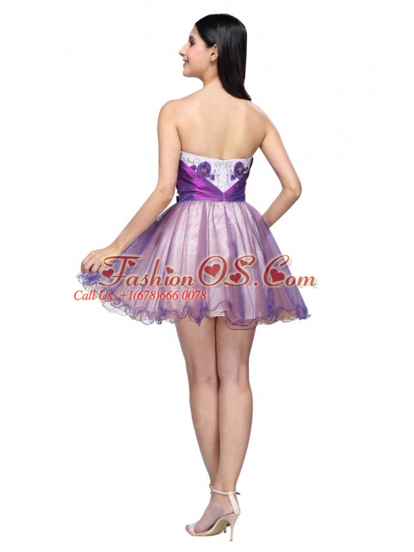 Princess Strapless Appliques Sash Organza Mini-length Prom Dress